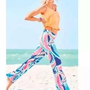 Lilly Pulitzer Georgia May Palazzo Pants Ocean Jewels Blue